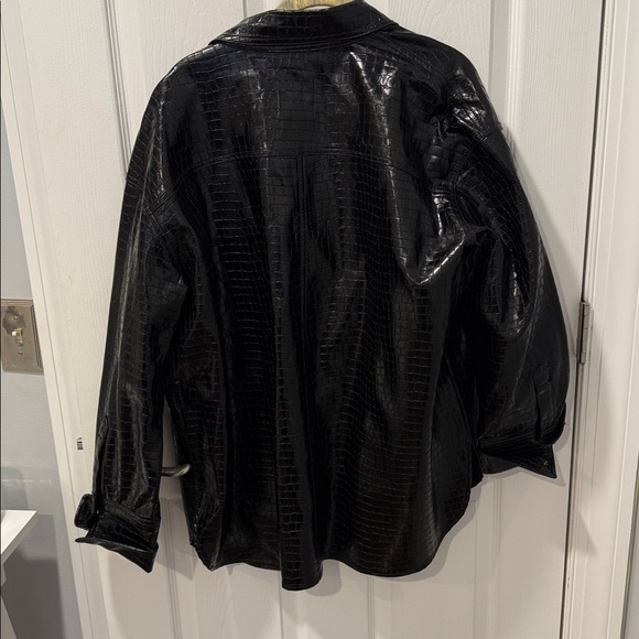 Zara Shiny Black Croc print Jacket - Picture 5 of 5